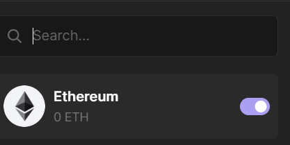 ETH not showing up in phantom wallet